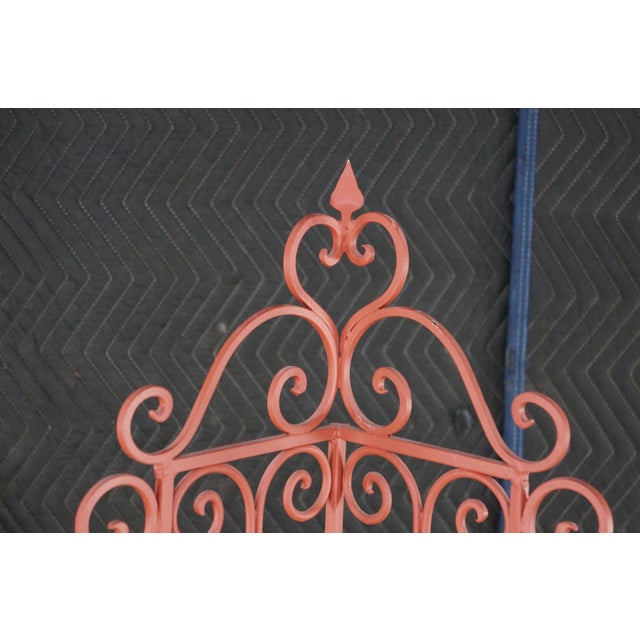 Vintage French Style Red Scrolled Wrought Iron Four-Tier Corner Etagere Stand For Sale - Image 6 of 18