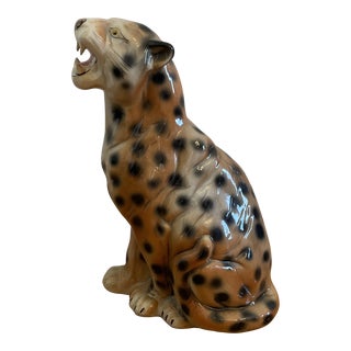 Vintage Large Ceramic Cheetah For Sale