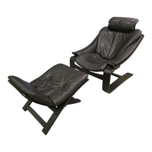 Original Kroken Lounge Chair & Ottoman by Åke Fribytter for Nelo Möbel, Sweden, 1970s For Sale