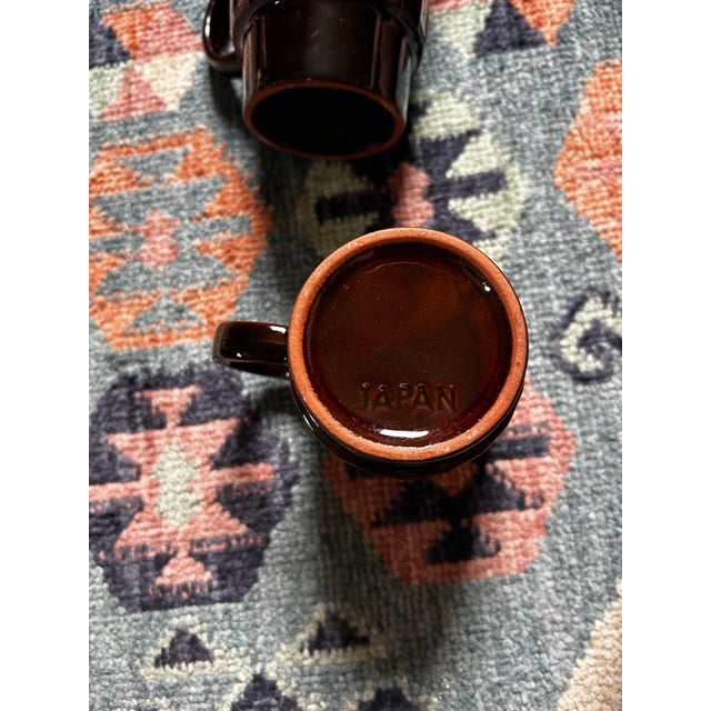1970s Vintage Japanese Mid Century Modern Stackable Espresso Mugs Set of 4 For Sale - Image 5 of 6