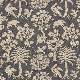 Sample- Schumacher Woodland Silhouette Fabric in Steel For Sale