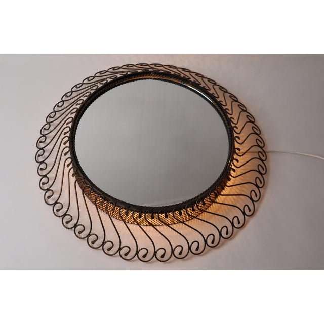 Large Mid-Century Iron Illuminated Mirror, 1960s For Sale - Image 13 of 16