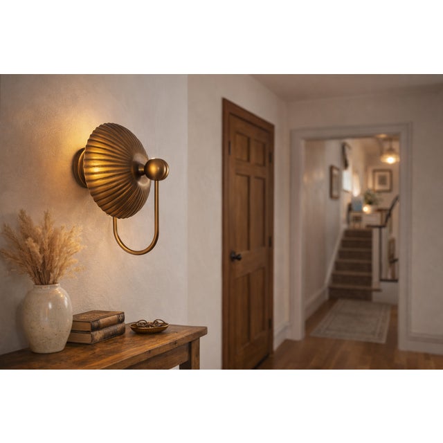Vintage Brass Wall Sconce Light Fixture, Mid-Century Modern Bedroom or Living Room Wall Lamp, Antique Finish, Unique Home Decor For Sale - Image 9 of 9