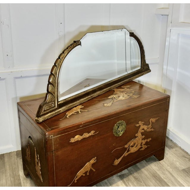 Wood Long Art Deco Overmantel Mirror, 1930s For Sale - Image 7 of 8