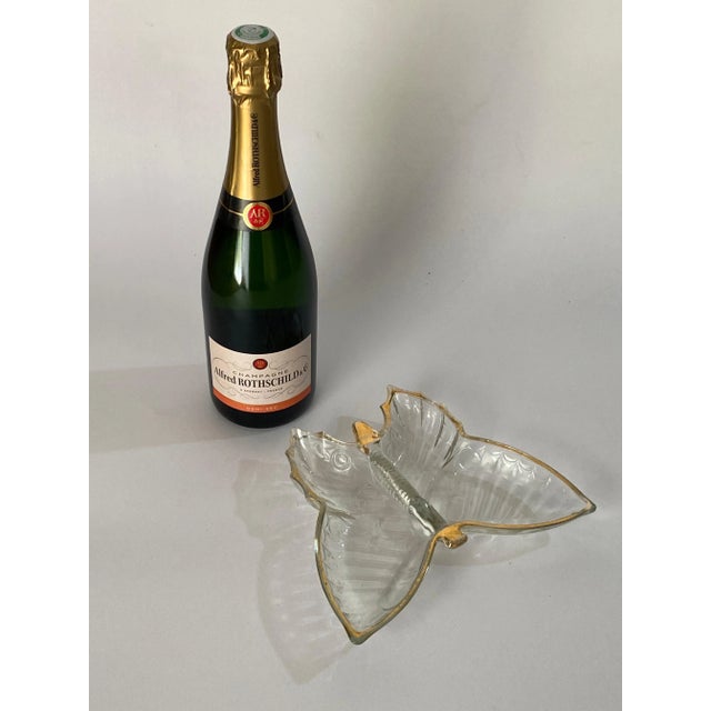 Gold Glass Butterfly Ashtray or Vide Poche with Gilt Decor Pattern, 1980s For Sale - Image 8 of 9