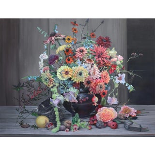 Traditional Floral Still Life "Time to Grow" Original Artwork by Katharina Husslein For Sale