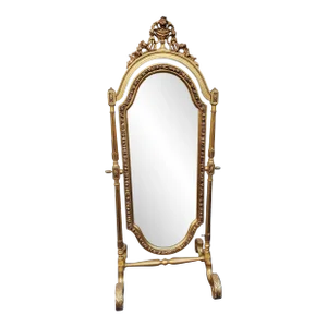 French 19th Century Louis XVI Style Full Length Giltwood Cheval Mirror