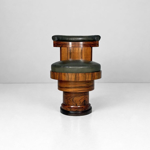 Art Deco Italian Wooden and Green Faux Leather Chairs, 1930s, Set of 3 For Sale - Image 17 of 18
