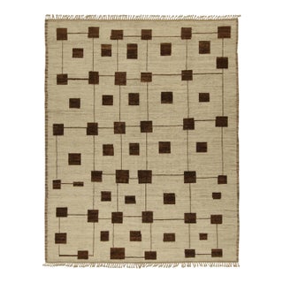 Rug & Kilim’s Modern Rug with Beige-brown Geometric Patterns - 13x18 For Sale