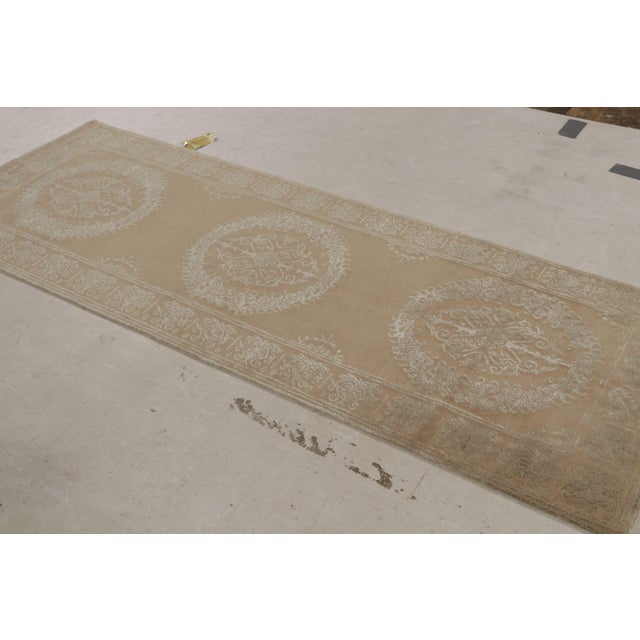 Transitional Rug & Kilim’s 18th-Century European Sty Beige Brown and Green Wool and Silk For Sale - Image 3 of 9