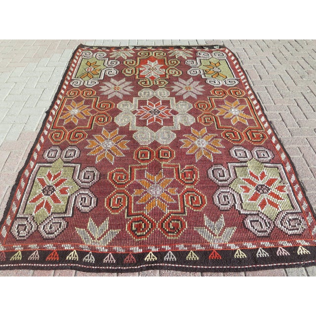 This beautiful rug is from the western of Turkey Touros Mountains Nomads. About 60 years old. This beautiful Jejim is...