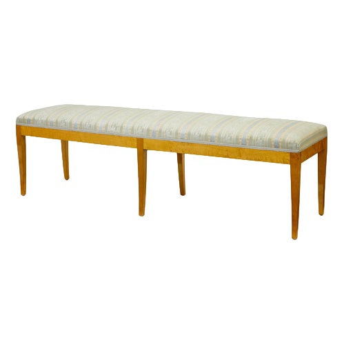 Early 20th Swedish Birch Long Bedroom Stool, 1890s For Sale