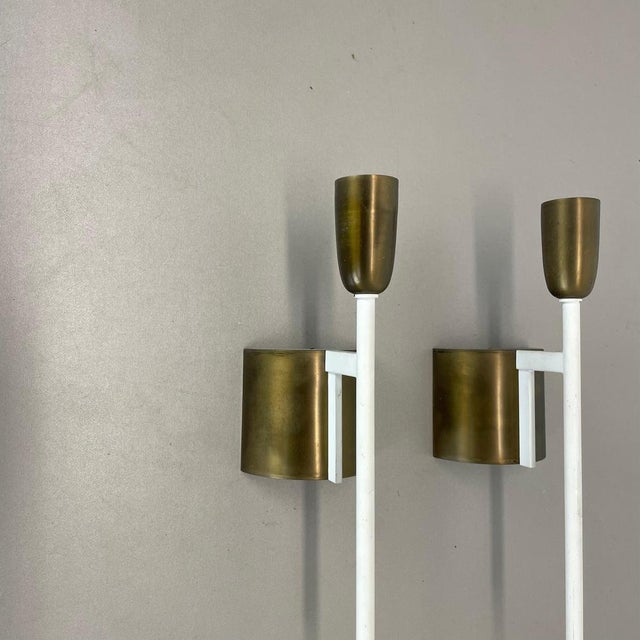 Brass Tube Theatre Wall Light Sconces in the style of Stilnovo, Italy, 1950, Set of 2 For Sale - Image 3 of 16