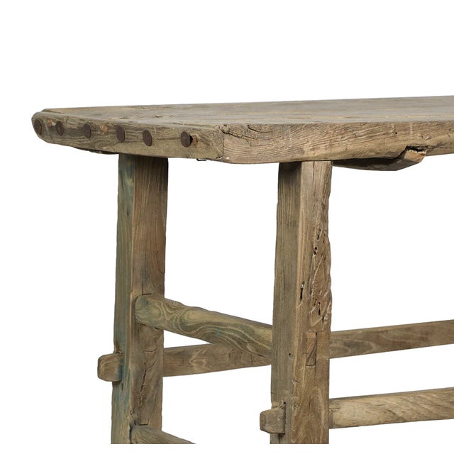 Matthew Izzo Home Small Reclaimed Solid Wood Village Console For Sale - Image 4 of 6