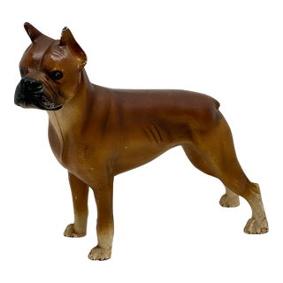 Very Rare & Hard 2 Find Vintage 1930s Hubley Mfg. Co. Cast Iron Standing Boxer Dog Doorstop in Excellent Condition For Sale