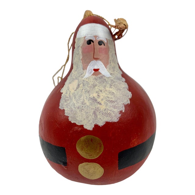 Hand Painted Jolly Red Santa Ornament, Signed A. Hay, 1991 For Sale