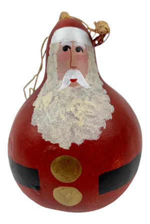 Hand Painted Jolly Red Santa Ornament, Signed A. Hay, 1991