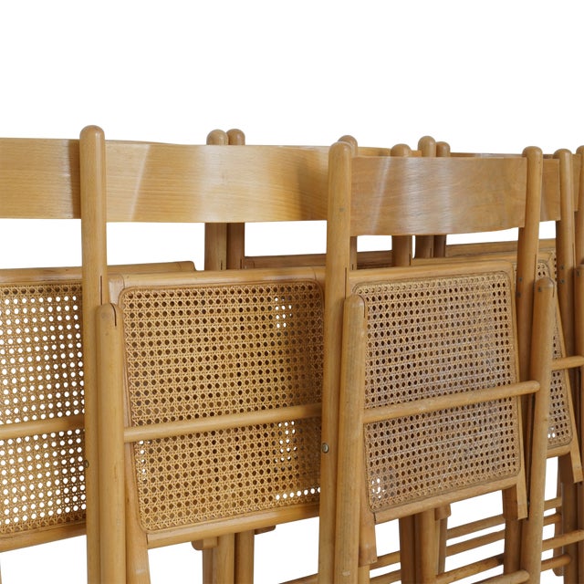 Contemporary Mid 20th Century Cane Folding Chairs For Sale - Image 3 of 8