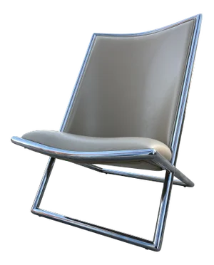 Tubular Chrome & Leather Scissor Chair by Ward Bennett