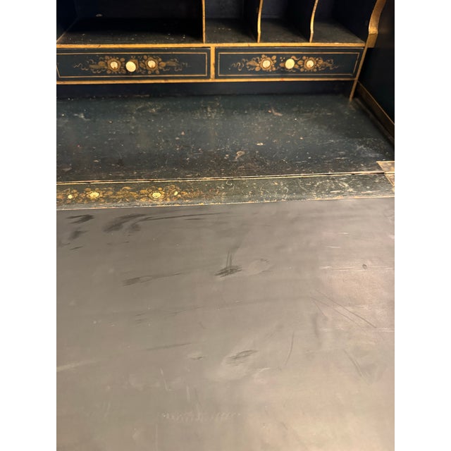 Wood Old Black Distressed Chinoiserie Desk For Sale - Image 7 of 11