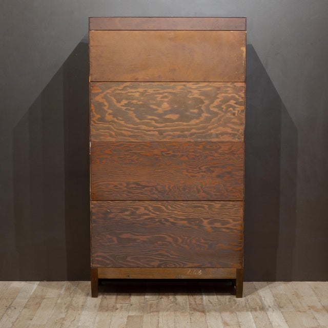 Antique Walnut Globe-Wernicke 4 Stack Lawyer's Bookcase c.1920 For Sale - Image 12 of 12