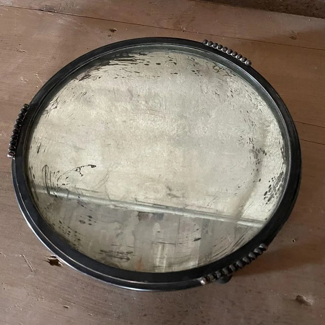 Art Deco Silver Plated Metal & Mirror Tray, 1920s For Sale - Image 10 of 12