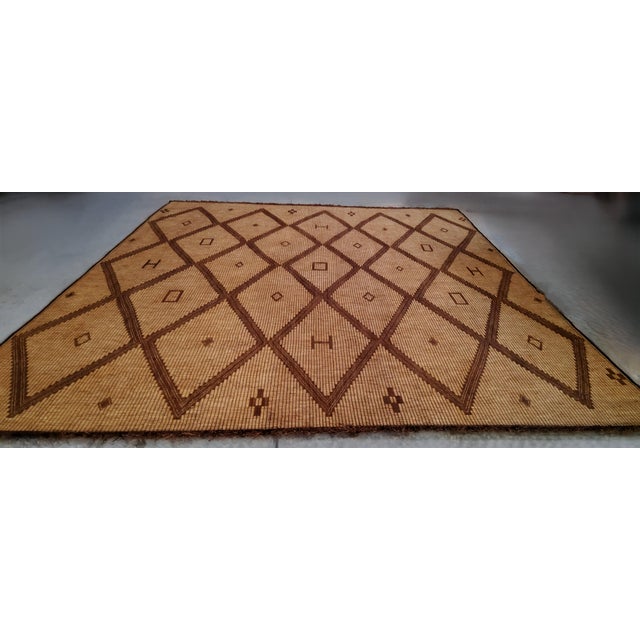 Vintage Berber Tuareg Mat in Rush and Leather, 1971 For Sale - Image 4 of 11