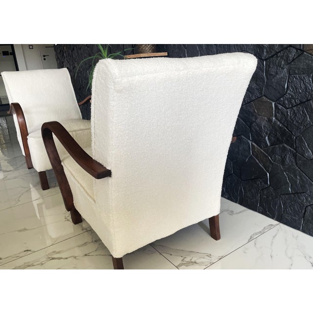 Art Deco Armchairs in Lambs Boucle from J. Halabala, 1920s, Set of 2 For Sale - Image 10 of 18