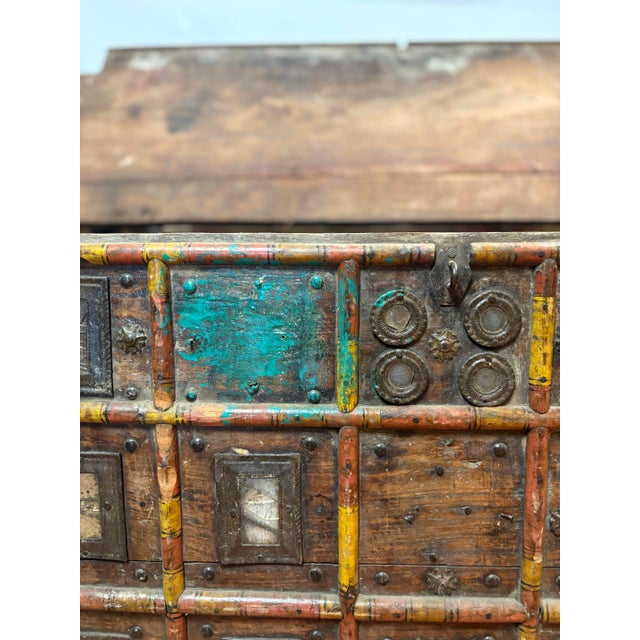 Early 20th Century Early 20th Century Rustic Hand-Carved Indian (Damchiya) Style Dowry Chest For Sale - Image 5 of 12