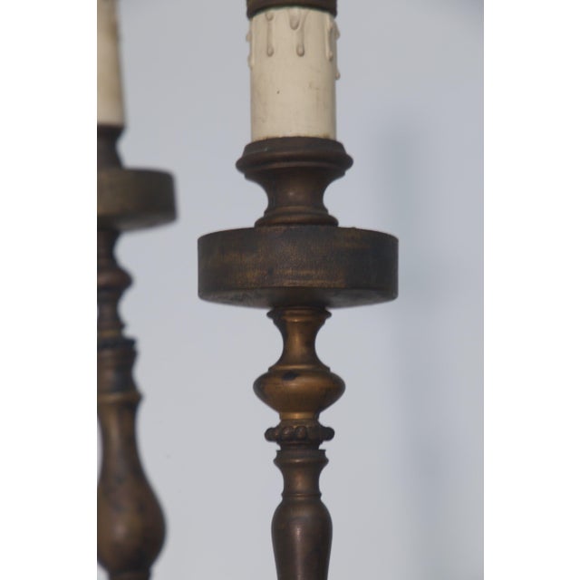 Vintage Art Deco Italian Bronze Candlesticks Table Lamps, 1930, Set of 2 For Sale - Image 6 of 13