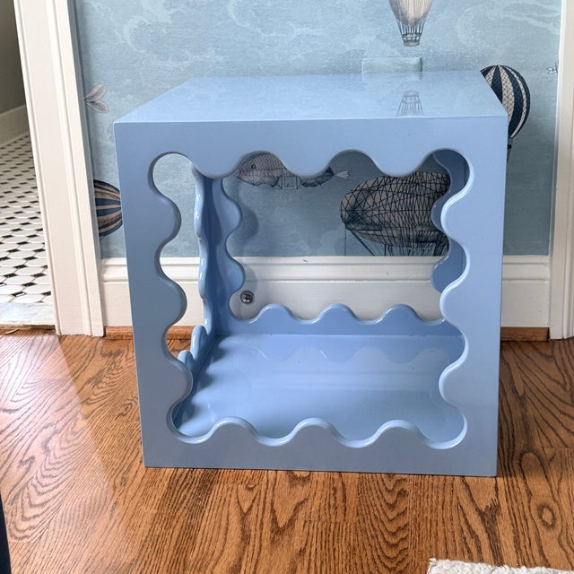 2020s Jonathan Adler Ripple Cube Table - Blue For Sale - Image 5 of 5