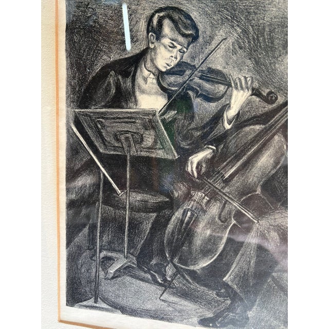 Mid-Century Modern Vintage Framed Original Lithograph by Mervin Jules For Sale - Image 3 of 6