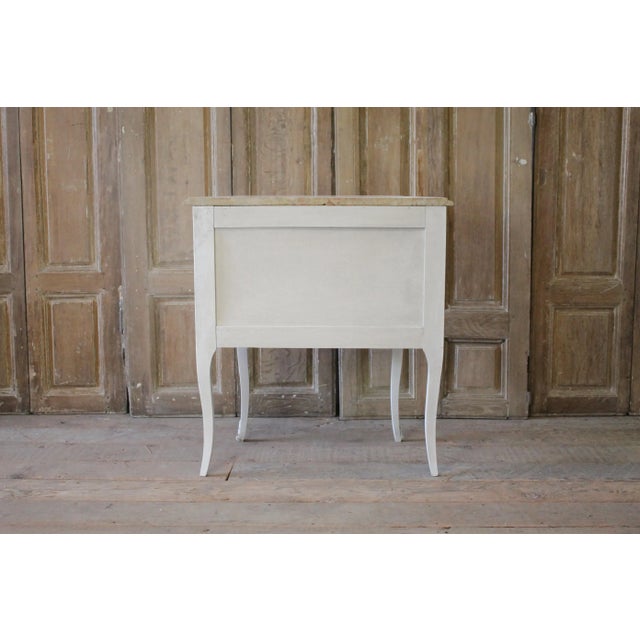 White 1940s Louis XV Style Marble Topped Walnut Commode For Sale - Image 8 of 12