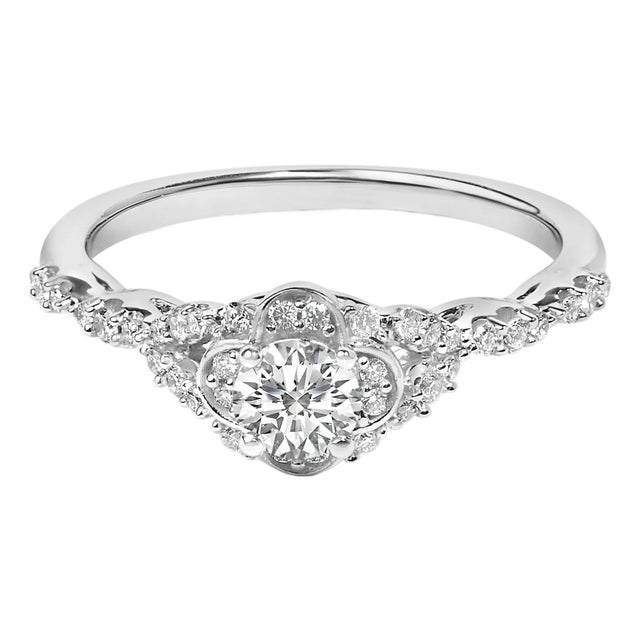 14K White Gold 1/2 Cttw Lab Grown Diamond Vintage Style Engagement Ring (F-G Color, VS1-VS2 Clarity) - Size 8 For Sale