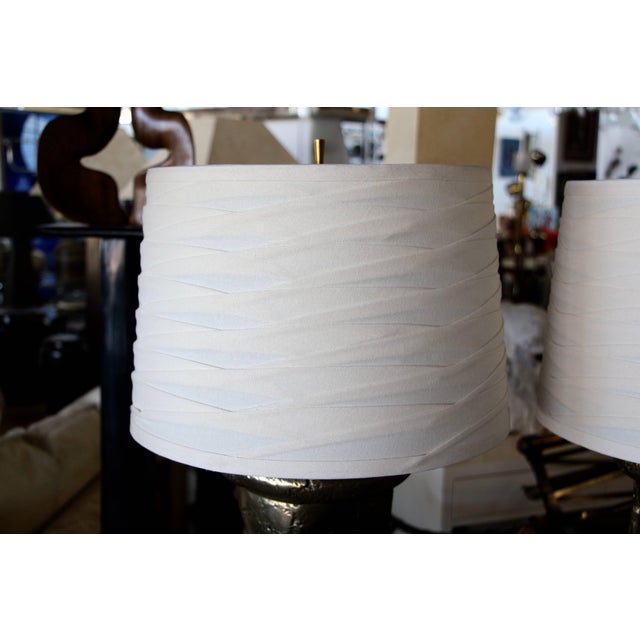 Early 20th Century Early 20th Century Bronze Metal Coated Plaster Rope Lamps in the Style of Michael Taylor - a Pair For Sale - Image 5 of 12