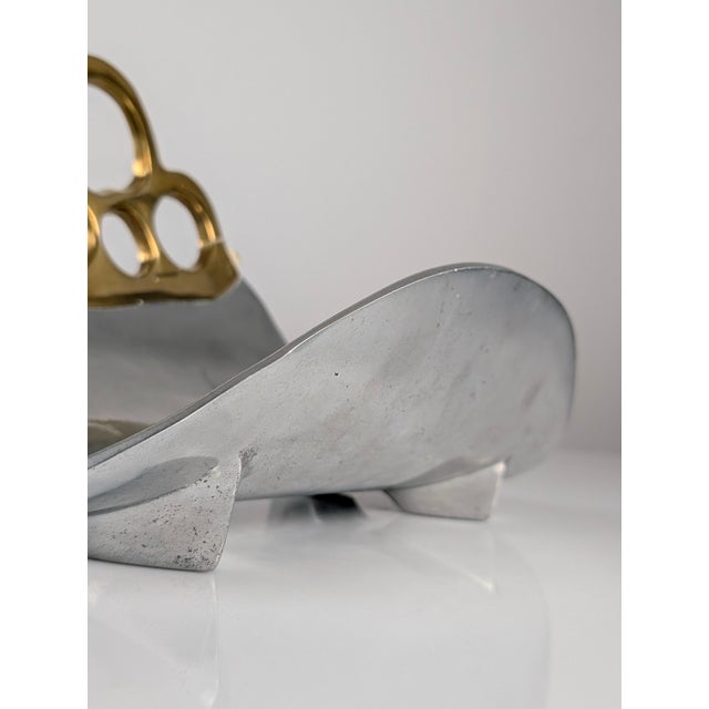 1980s Vintage Log Rack in Aluminum and Brass by David Marshall, Spain, 1980s For Sale - Image 5 of 13