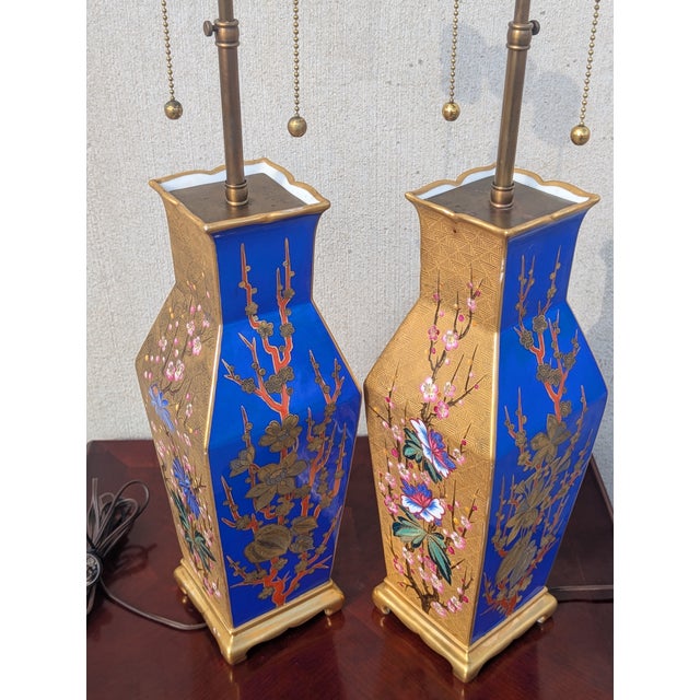 19th Century Japanese Cloisonné & Gilt Bronze Table Lamps - a Pair For Sale - Image 11 of 12