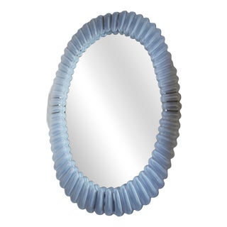 Mid-Century Italian Murano Art Glass and Chrome Wall Mirror, 2000s For Sale