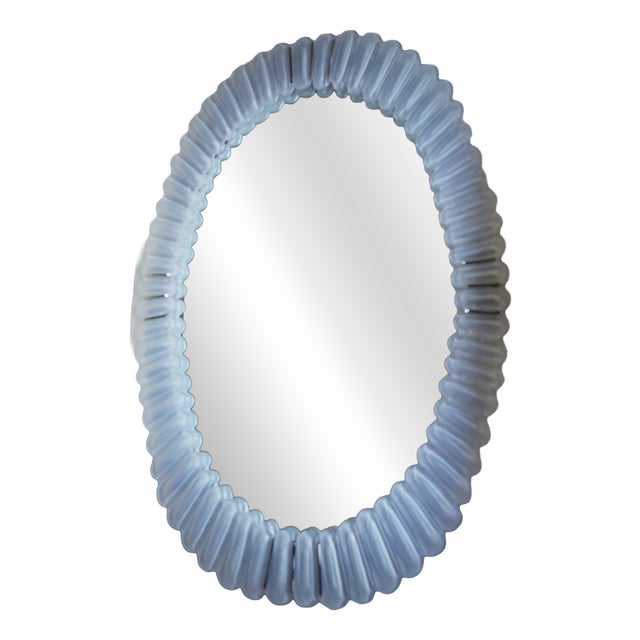 Mid-Century Italian Murano Art Glass and Chrome Wall Mirror, 2000s For Sale