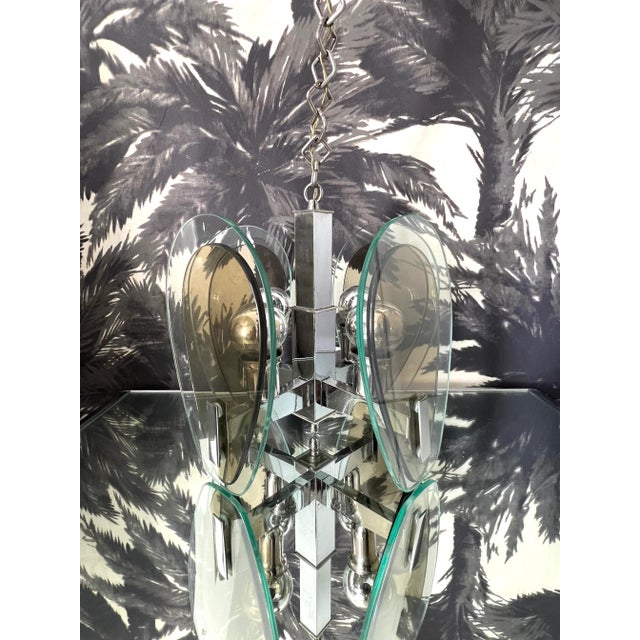 Mid-Century Modern Mid-Century Modern Pendant Chandelier With Green and Grey Teardrop Glass, 1960's For Sale - Image 3 of 13