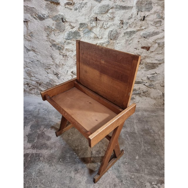 Vintage French Oak School Desk with Hinged Top, 1960s For Sale - Image 10 of 17