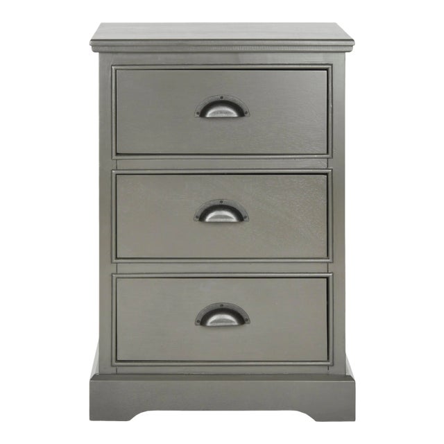 3 Drawer Side Table in Grey For Sale