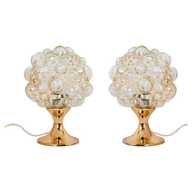 Petite Amber Bubble Glass Table Lamp from Limburg, Germany, 1970s For Sale