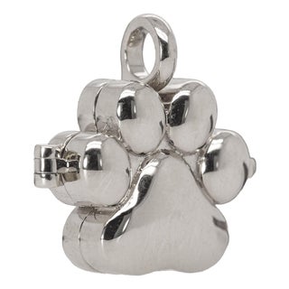 Solid 14k White Gold Paw-Print Locket Pendant - Fine Jewelry For Sale