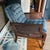 Mid-Century Modern Cane-Sided Tufted Armchair in Slate Blue Textured Chenille For Sale - Image 4 of 9