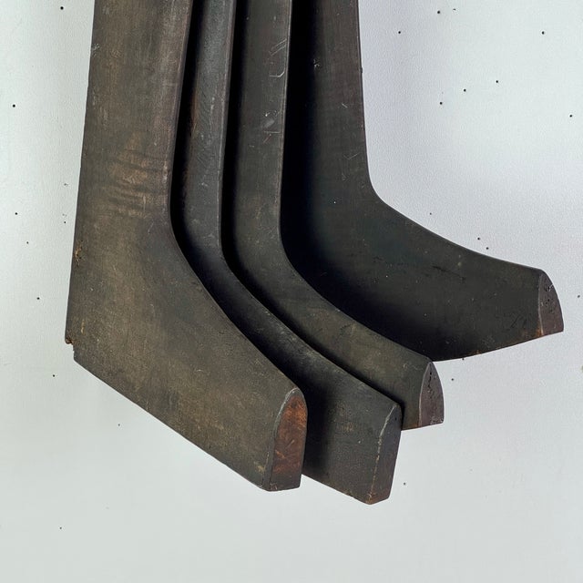 Late 19th Century Rare to Market Set of 4 Primitive Antique Cobbler's Wood Boot Forms in Stained Black For Sale - Image 5 of 16