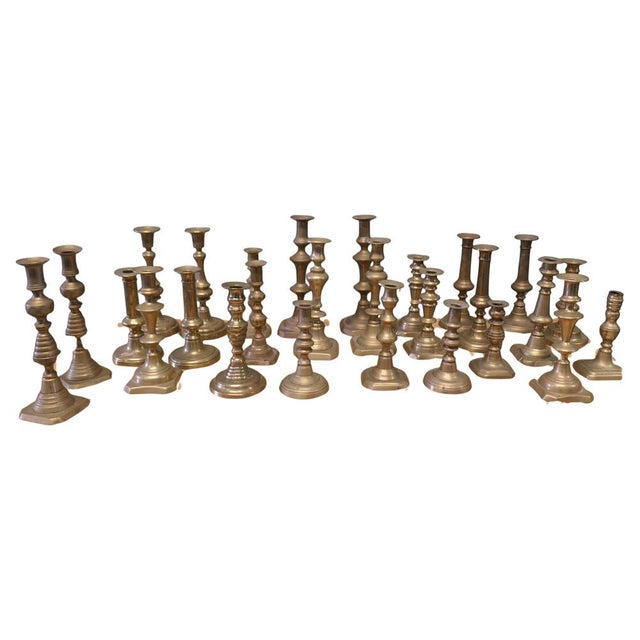 Gold Brass Candleholders, Set of 27 For Sale - Image 8 of 8
