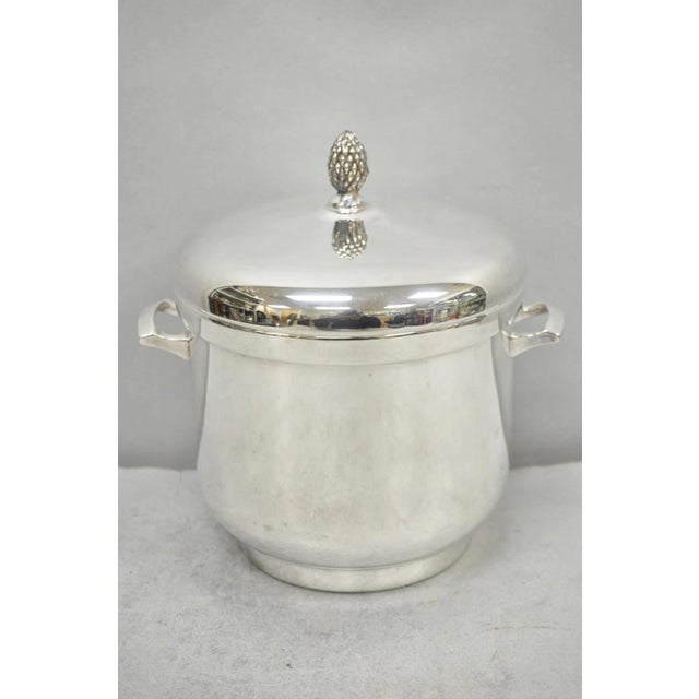 Vintage Sheffield Art Deco Silver Plated Glass Lined Covered Ice Bucket W/ Lid For Sale - Image 13 of 13