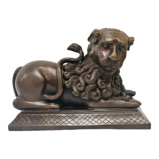 Vintage Borghese Bronze Lion Doorstop/Bookend For Sale