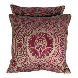 Pair of Exceptional Fortuny Textile Pillows From 1940s Italian Villa Draperies For Sale